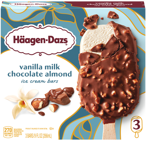 Haagen-Dazs Vanilla Milk Chocolate Almond Ice Cream Bars - 3 ct