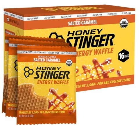 Honey Stinger Organic Gluten Free Salted Caramel Waffle, 16.96 oz, 16 Pack