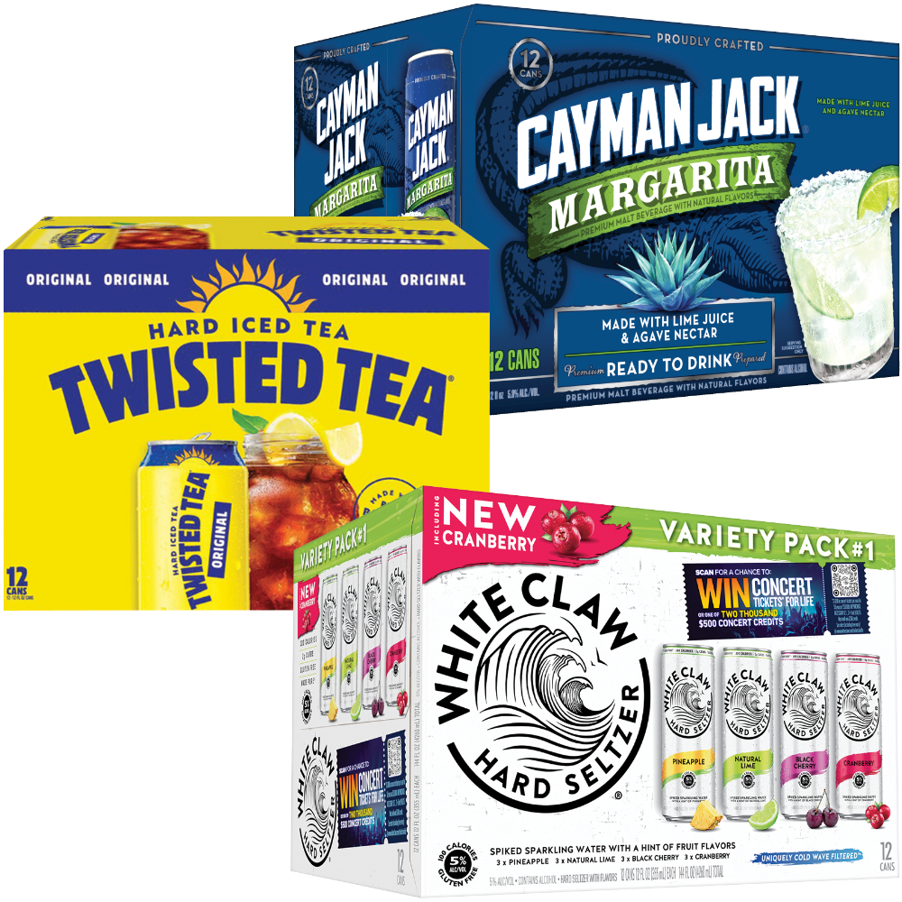 White Claw, Twisted Tea or Cayman Jack