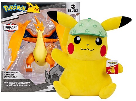Pokémon Carry Case playset, Pikachu with hat plush toy & Articulated Mega Charizard