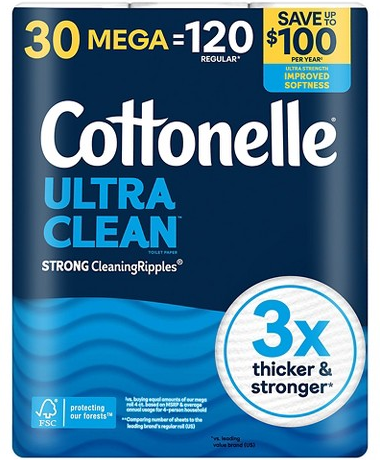 Cottonelle Ultra Clean 30-pk. mega-roll toilet paper