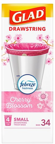 Glad Drawstring 34-ct. 4-gal. small trash bags