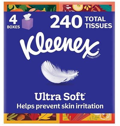 Kleenex Ultra Soft 3-Ply Fall Pack Facial Tissue - 60ct/4pk