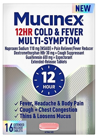 Mucinex Cold & Fever 12-hour 16-ct. tablets