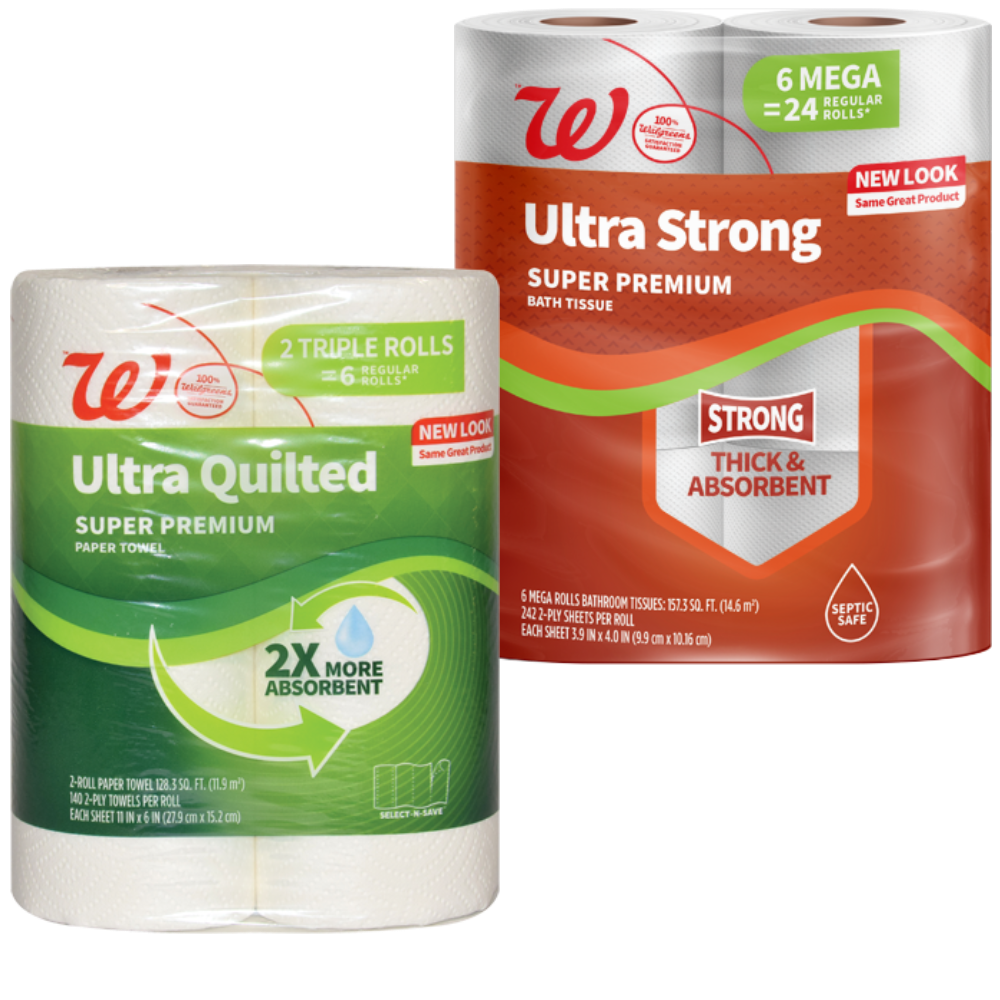 Walgreens Bath Tissue, Flushable Wipes or Paper Towels