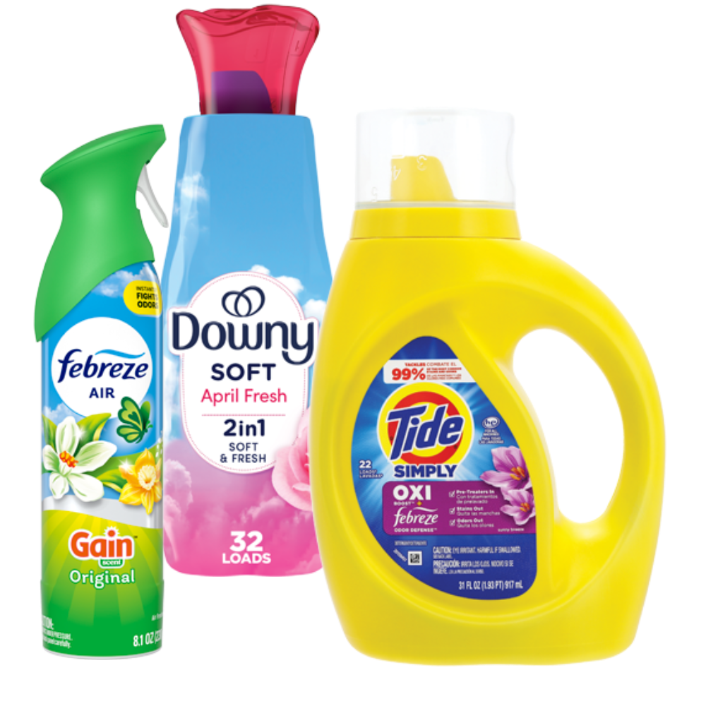 Bounce, Downy, Febreze, Gain, Mr. Clean or Tide Simply
