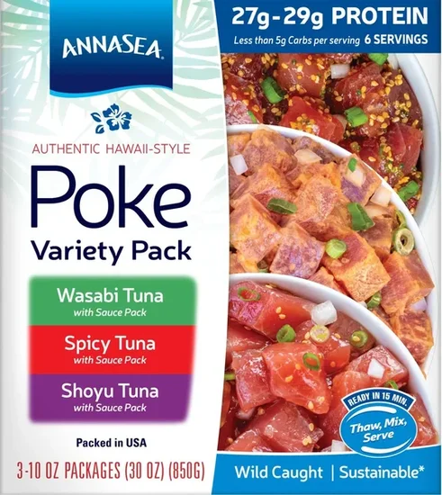 Annasea Yellowfin Tuna Trio Poke Kit, 10 oz., 3 pk., Frozen