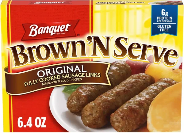 Banquet Brown 'N Serve Original Sausage Links, Frozen Breakfast Sausage, 6.4 oz.
