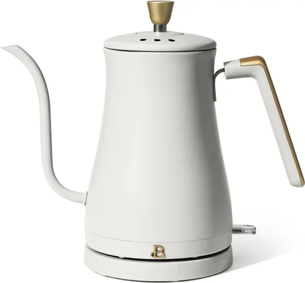 Beautiful 1-Liter Electric Gooseneck Kettle 1200 W, White Icing by Drew Barrymore
