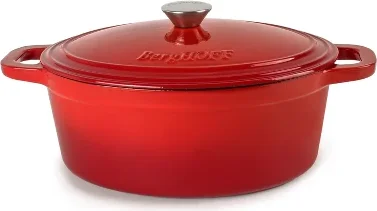 BergHOFF Neo 5Qt. Cast Iron Oval Covered Dutch Oven, Red