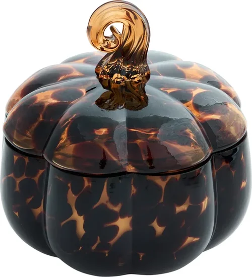 Better Homes & Gardens 2-Wick 18 oz Dark Brown Tortoiseshell Glass Pumpkin Jar Candle, Farm Apple Pumpkin