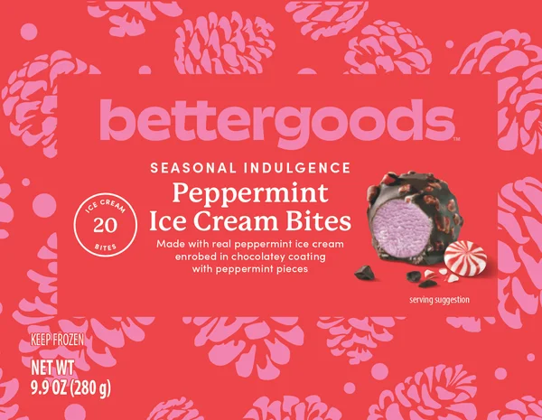 Bettergoods Peppermint Chocolate Vanilla Ice Cream Bites, 20 Count