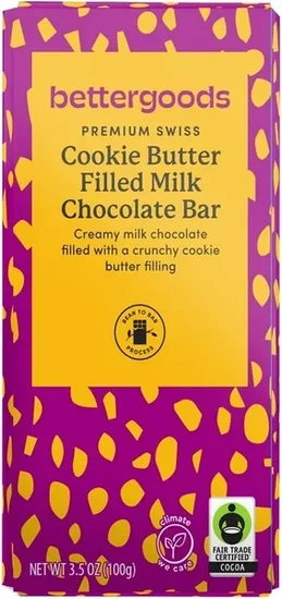 bettergoods Premium Swiss Cookie Butter Filled Milk Chocolate Bar, 3.5 oz