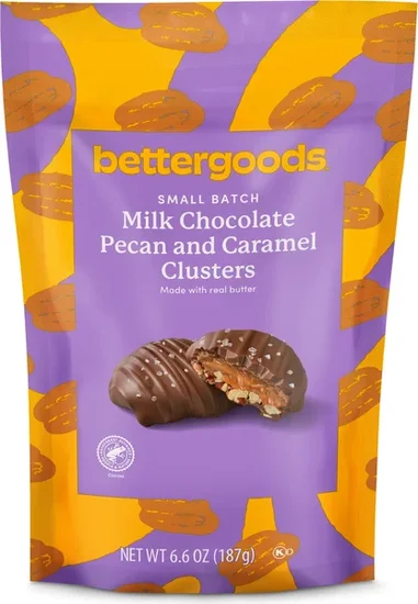 bettergoods Small Batch Milk Chocolate Pecan Caramel Nut Clusters, 6.6 oz