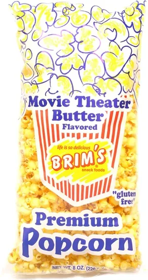 Brim's Butter-Flavored Popcorn, 8 oz. Bags