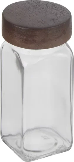 Clear Glass Spice Jar with Wood Lid