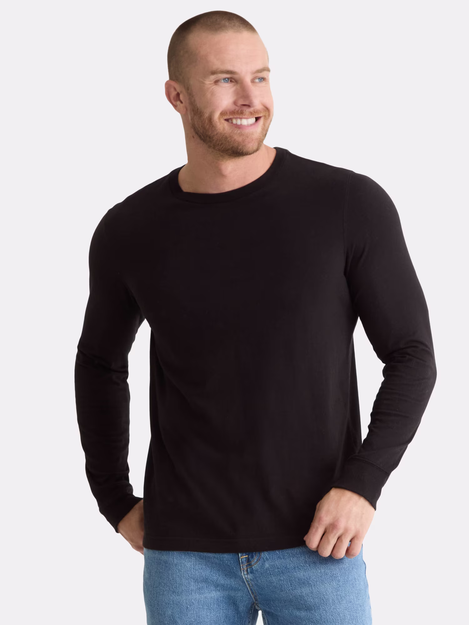 George Men's & Big Men's Long Sleeve Cotton Crewneck T-Shirt, Sizes XS-3XL