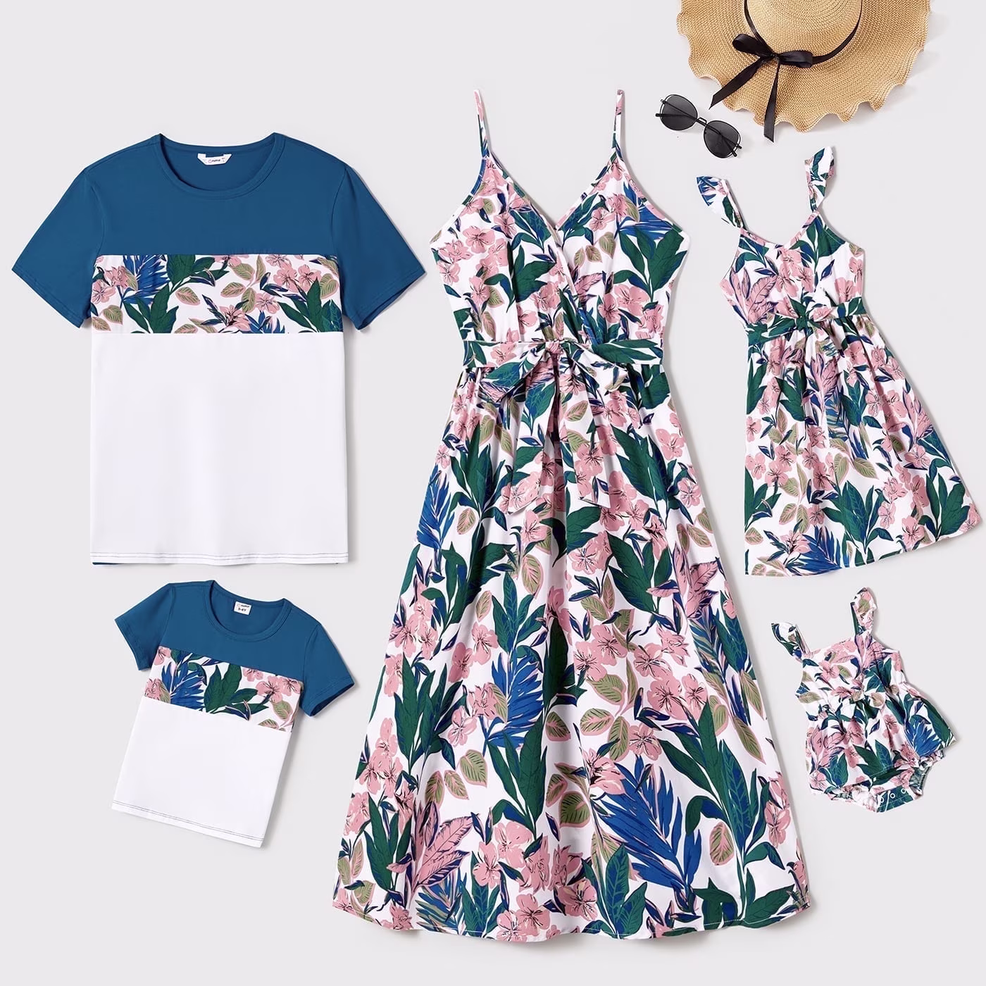 PatPat Mommy and Me Vacation Outfits For Women Mother Daughter Family Matching Dresses Sets Plant Floral Print Slip Dresses, M