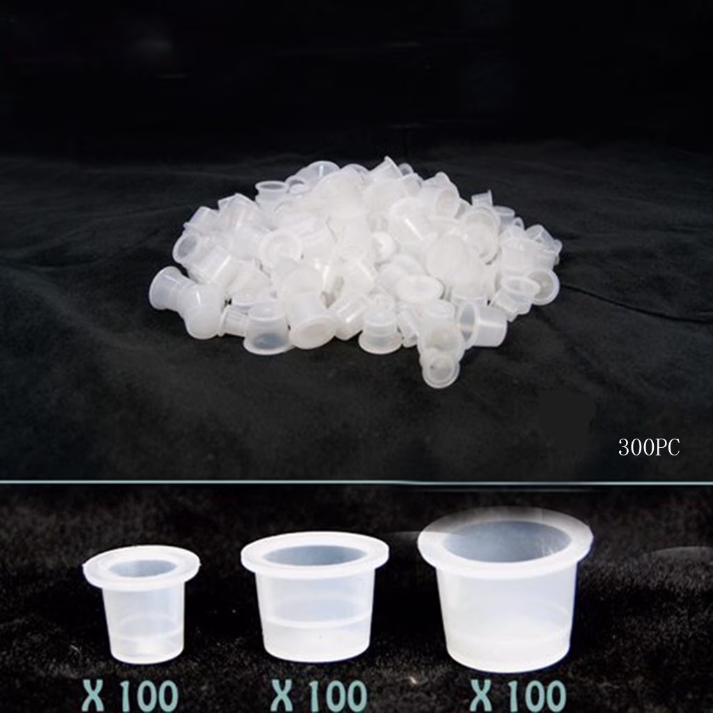 SuoKom Tattoo Ink Caps Cups 300 pcs, Mixed Sizes 9 Small 13 Medium 16 Large