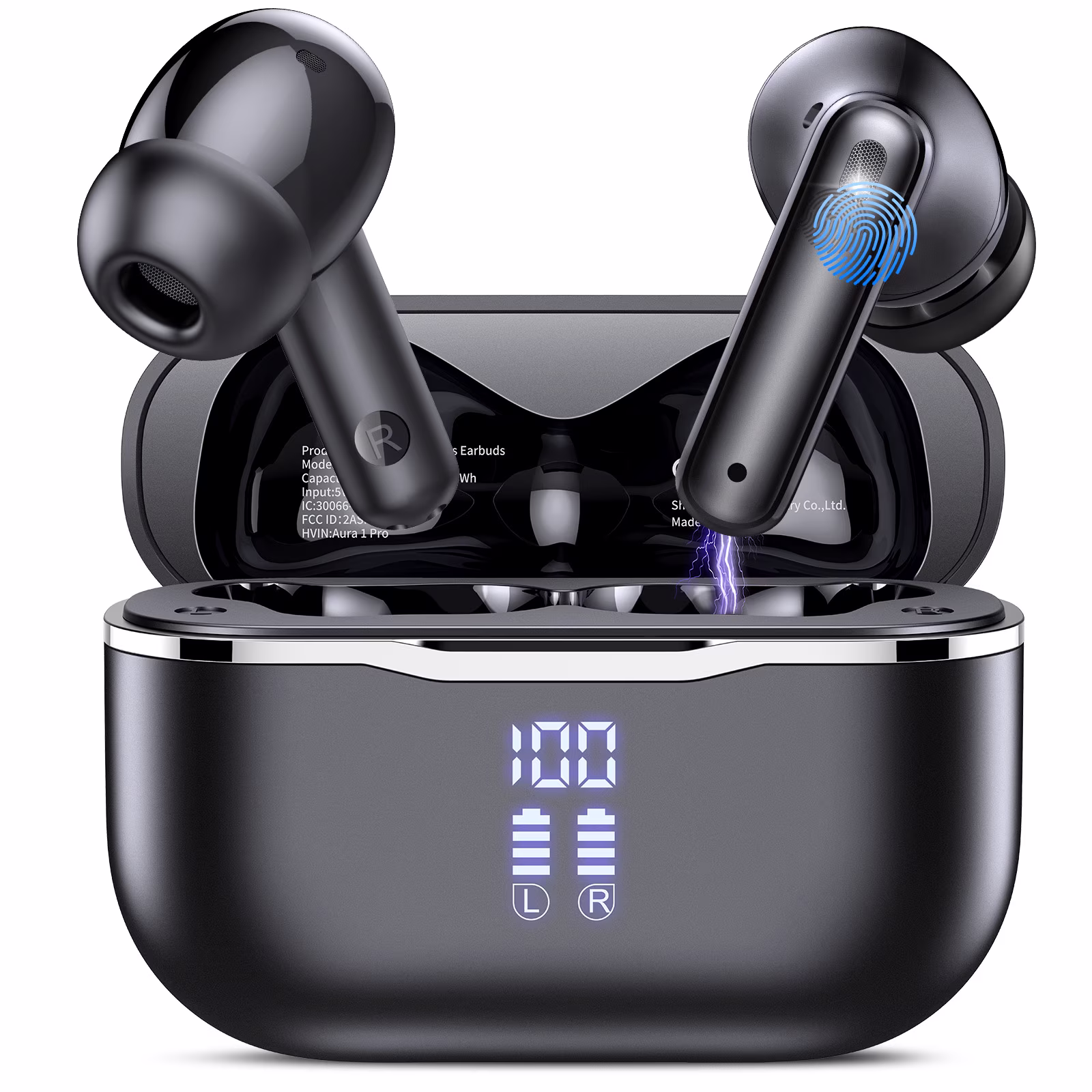 Wireless Earbuds, Bluetooth 5.4 Ear Buds with 4 ENC Noise Cancelling Mics, 40H Playtime, LED Power Display, 13mm Hi-Fi Stereo, IPX7 Waterproof Headphones for iPhone Android
