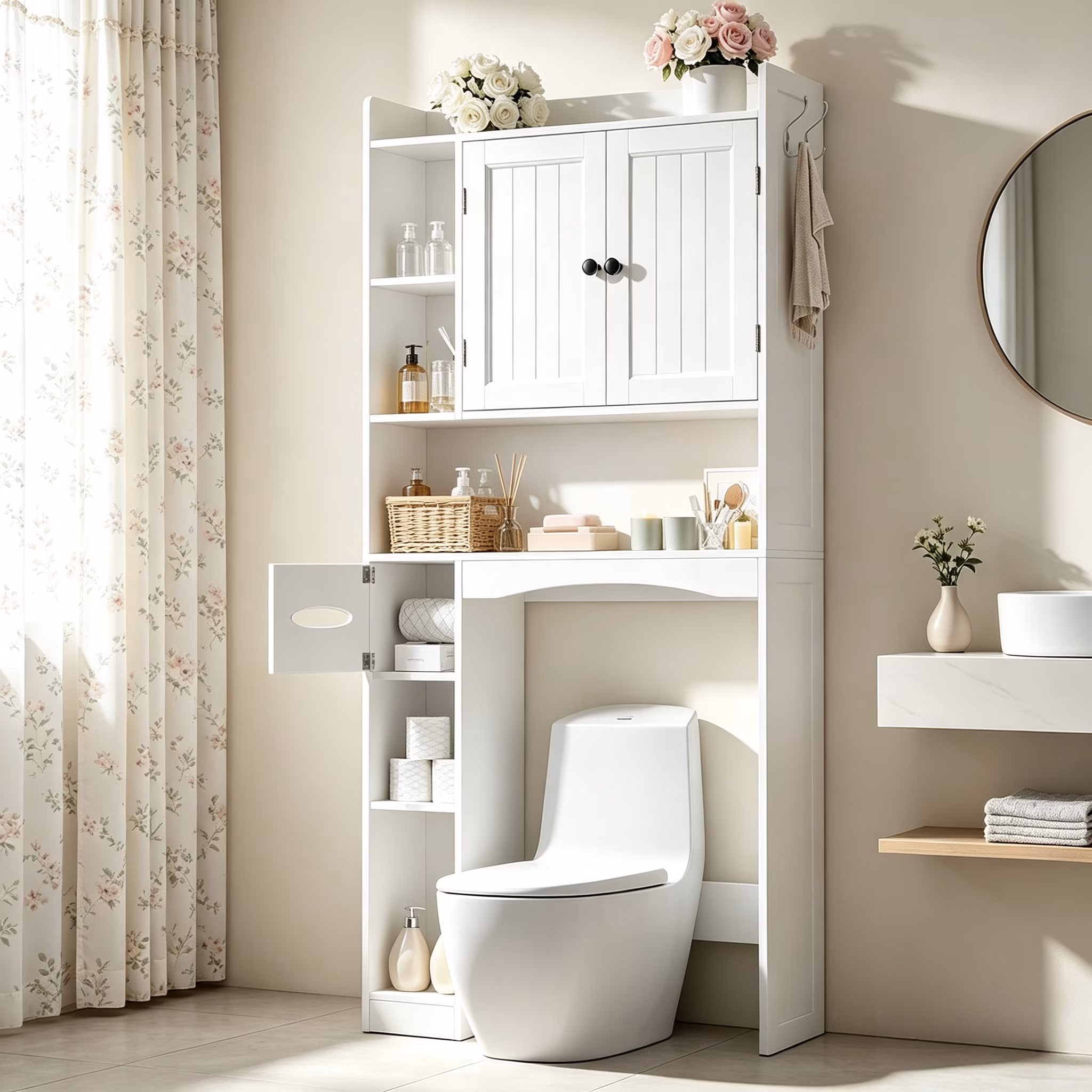 Asofer Bathroom Storage Cabinet,Reversible Left/Right Installation,71