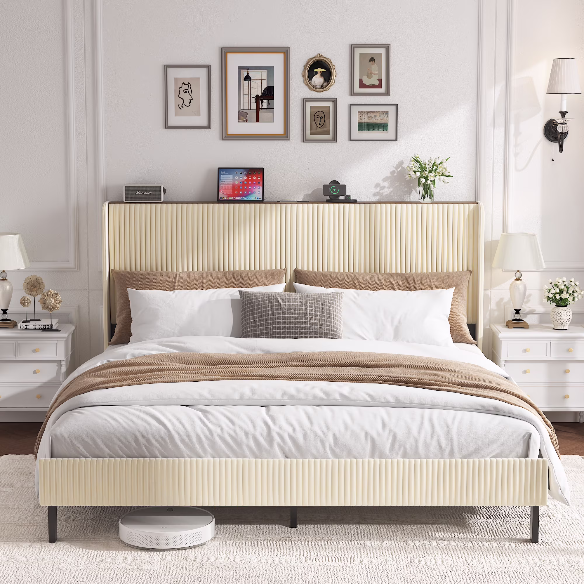 Beige Bed Frame