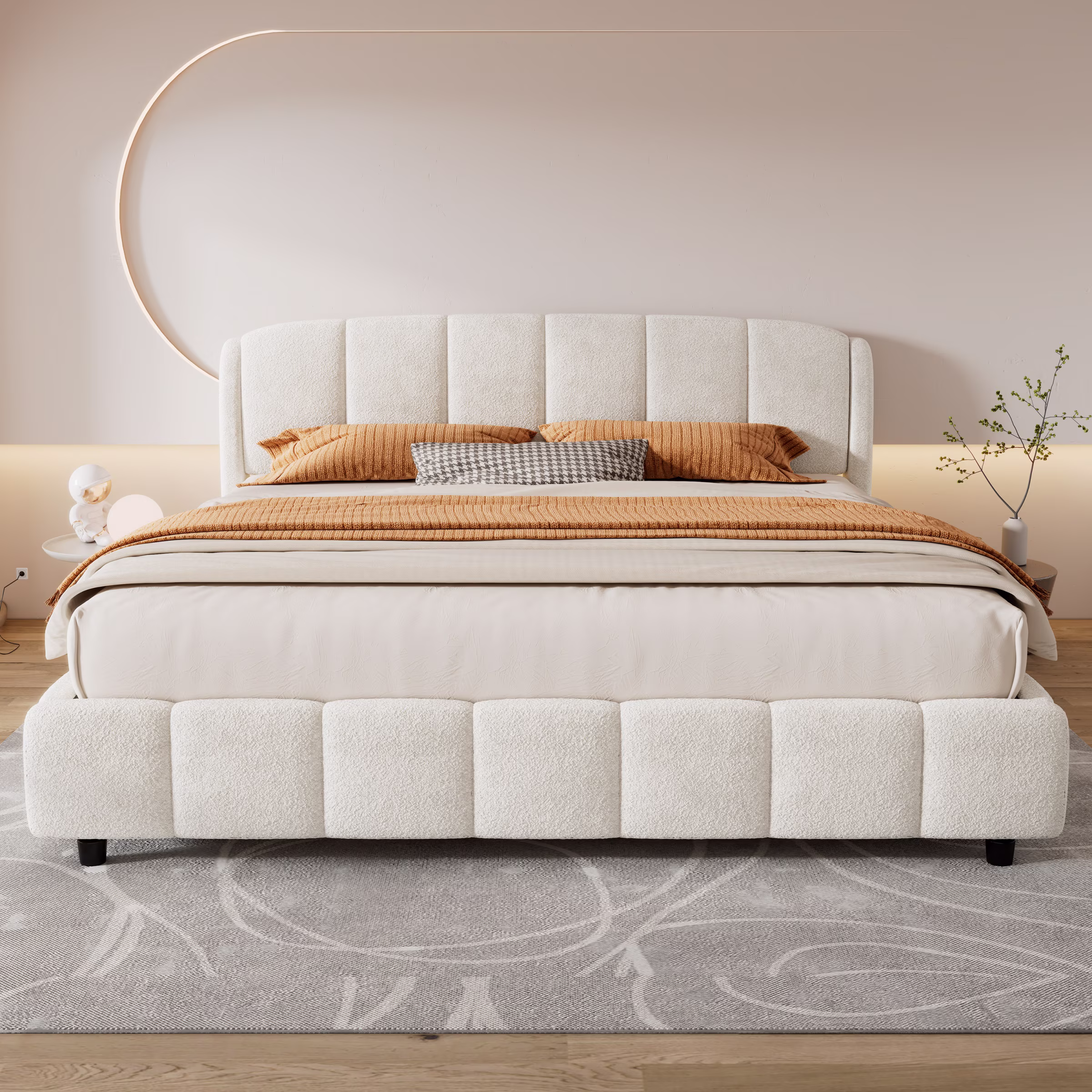 Beige-4 Bed Frame