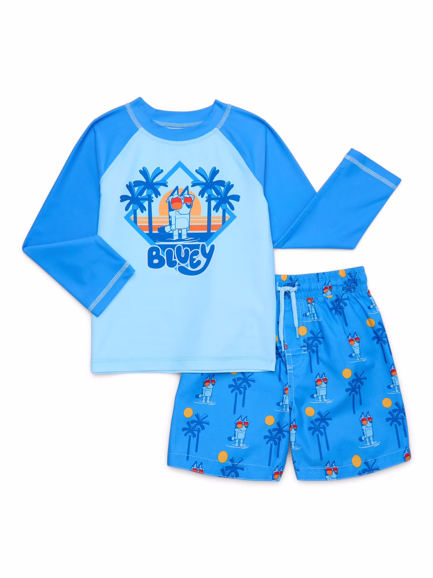 Character Toddler Boy Long- Sleeve Rash Guard and Swim Trunks, 2-Piece, Size 12M-5T