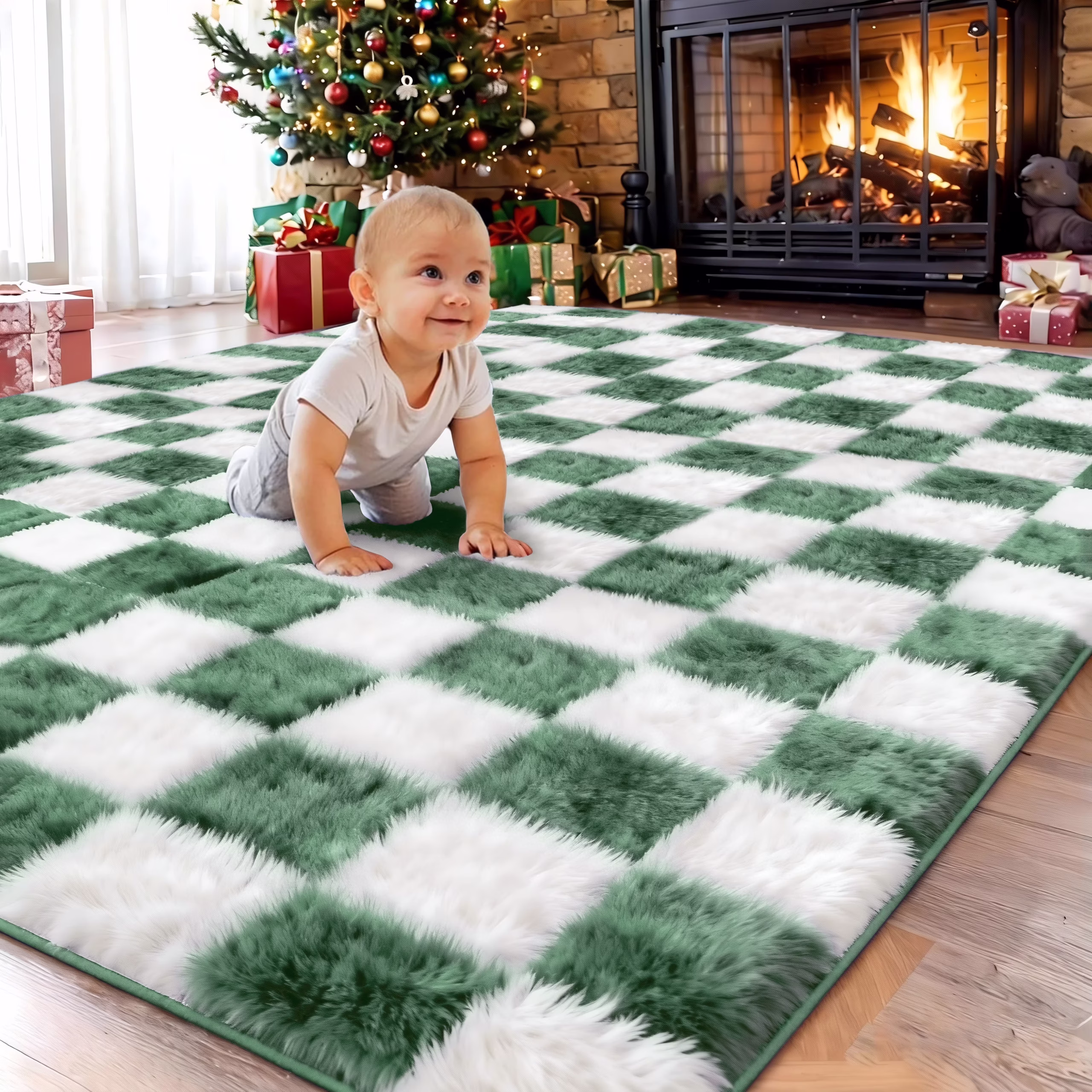 Green and White Check