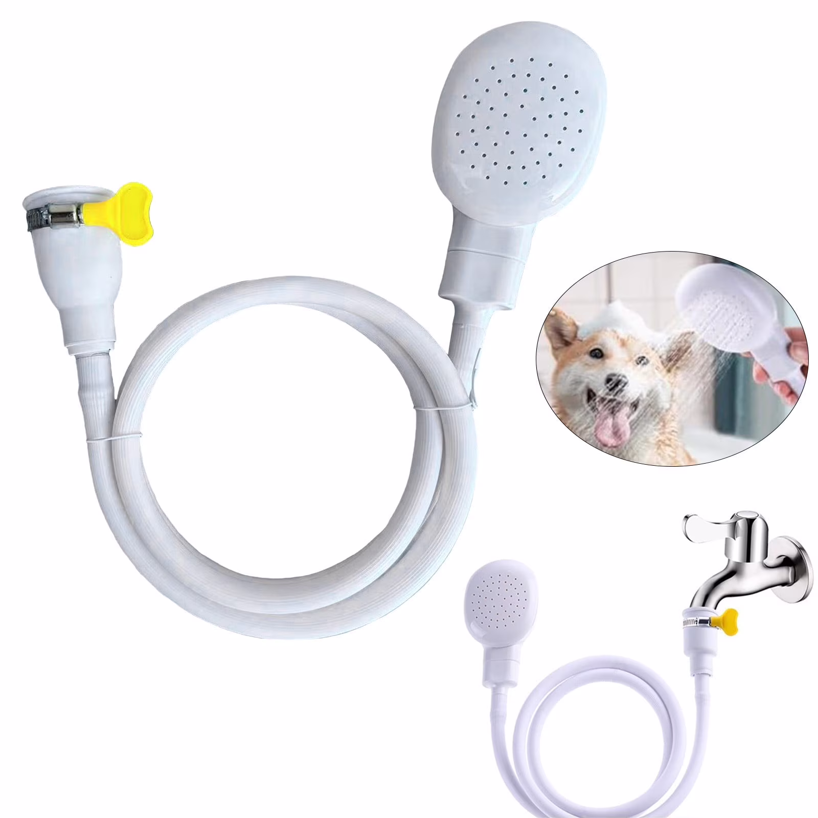 SeekLGT Faucet Sprayer Attachment Hose 4.3ft Portable Sink Sprayer with Rubber Nozzle Handheld Pet Shower Kitchen Bathroom Laundry Tub Washing Tool