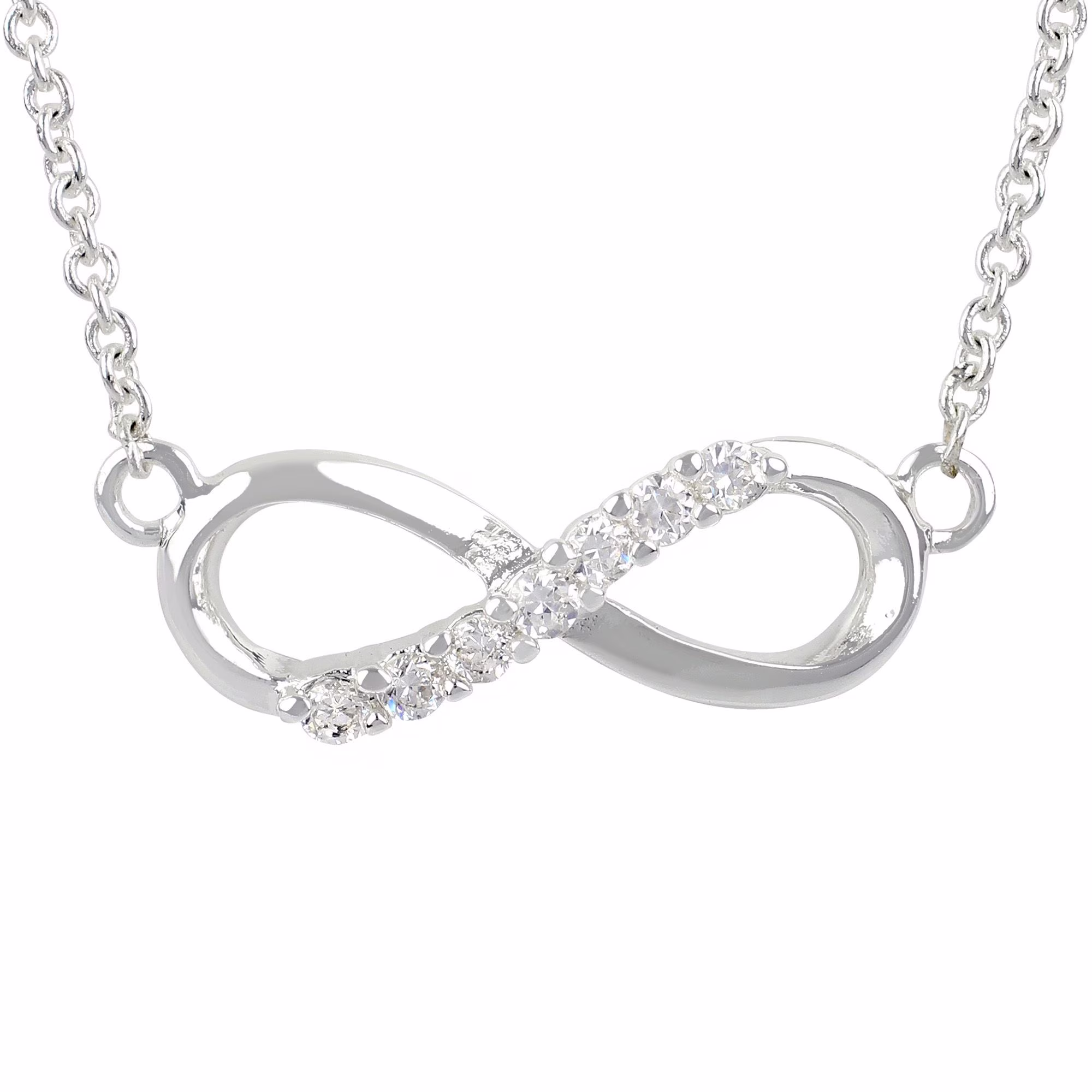 Brilliance Fine Jewelry Simulated Diamond Sterling Silver Infinity Pendant