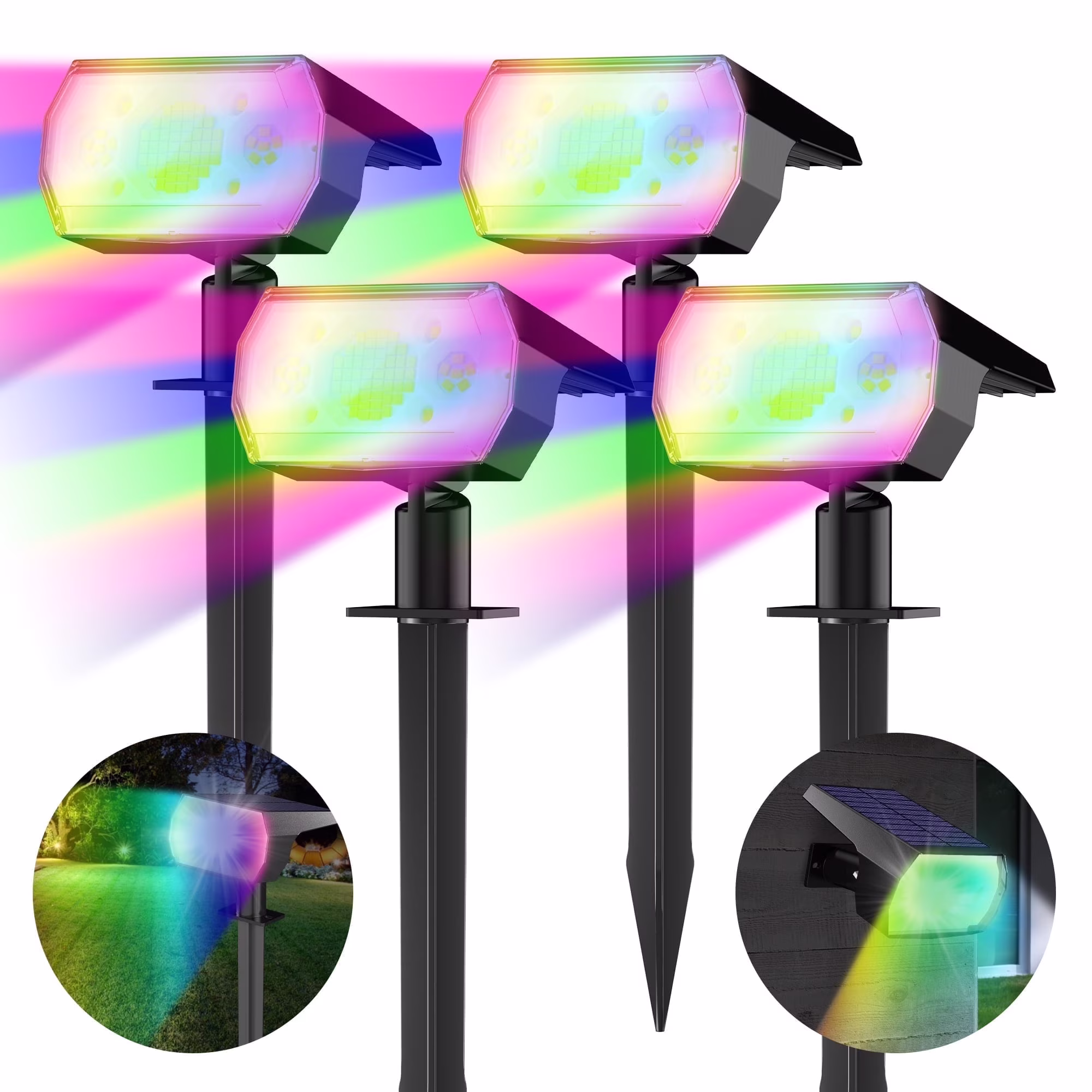 DAYBETTER Outdoor Solar Lights, 7 Modes/6 Color Changing Multicolor Spotlights for Yard Garden Decor