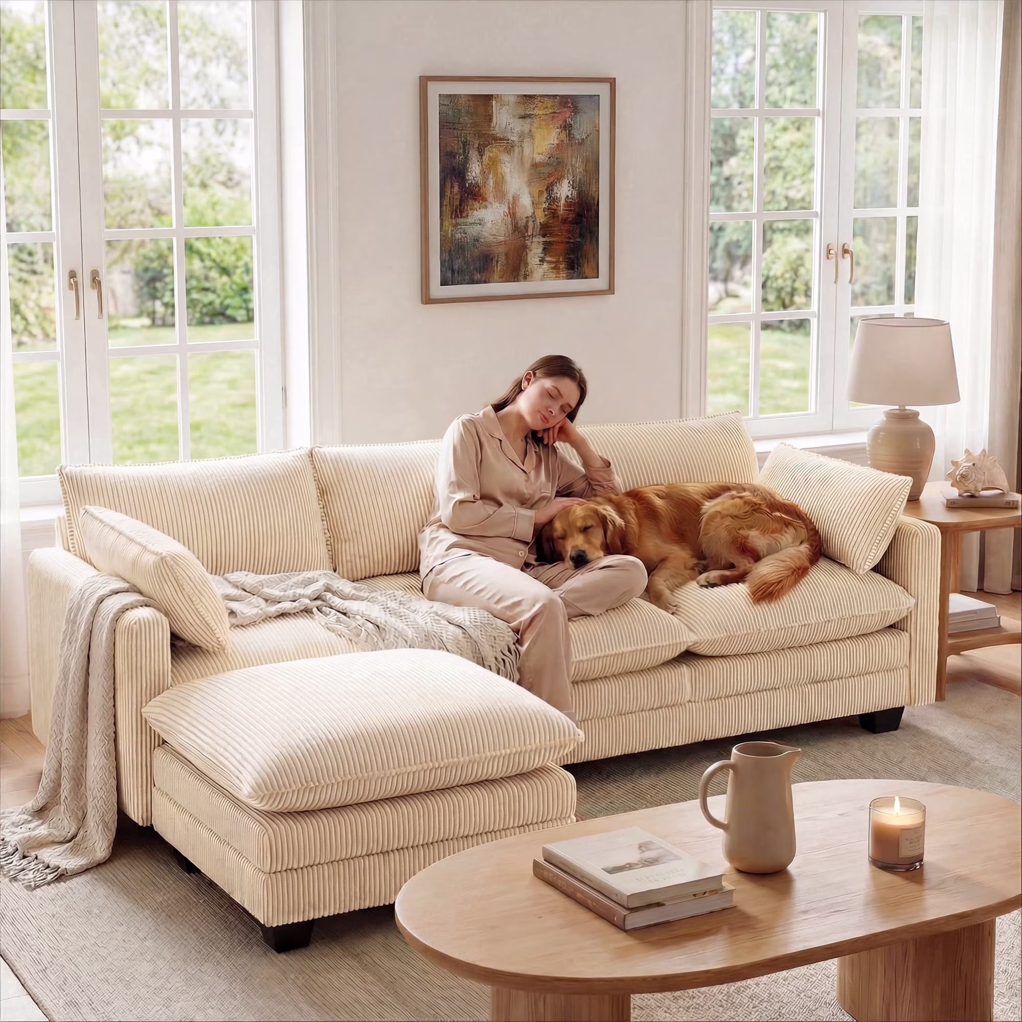 110\'\' Sectional Beige