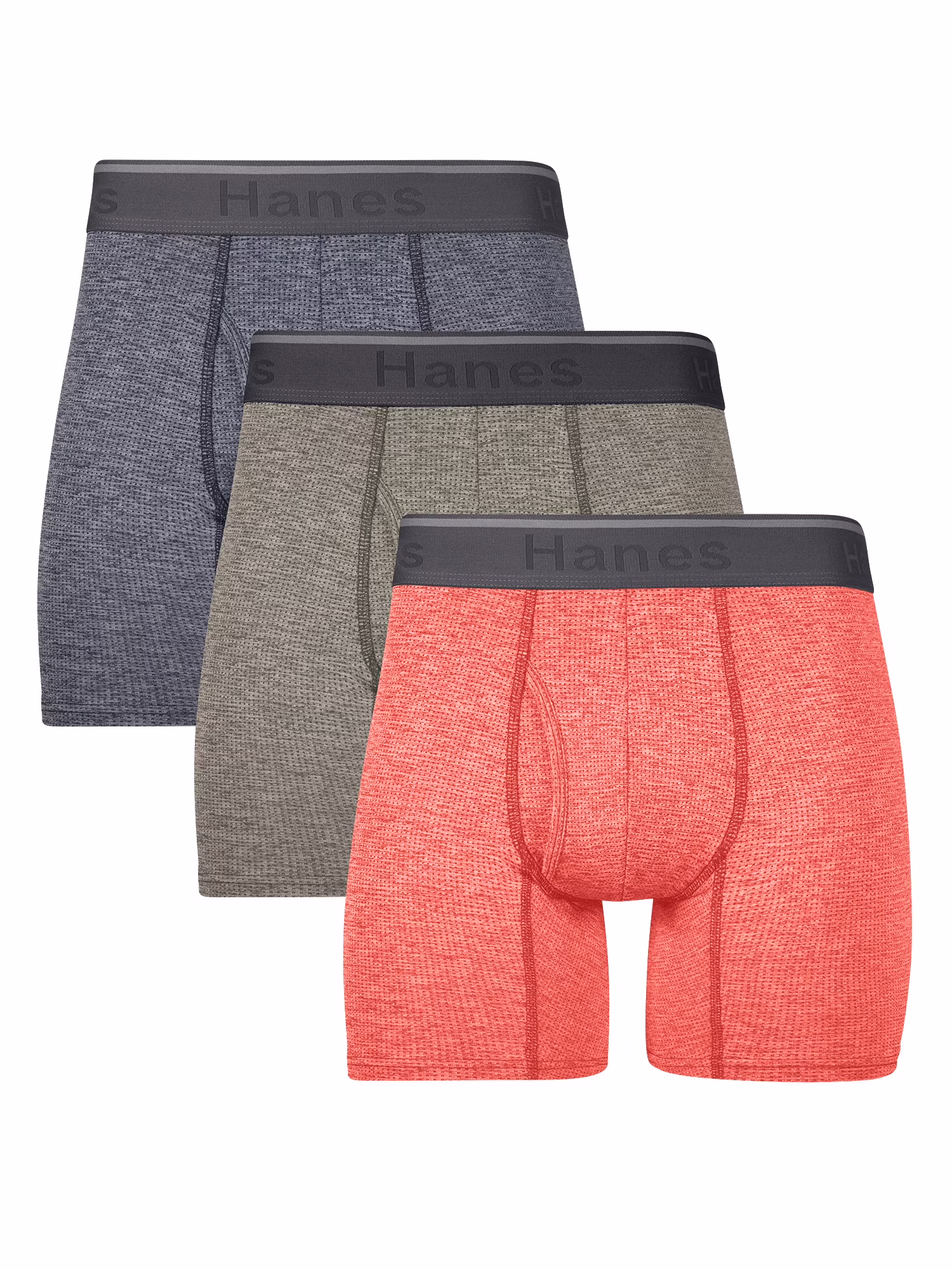 Red Orange Heather; Navy Heather; Green Heather