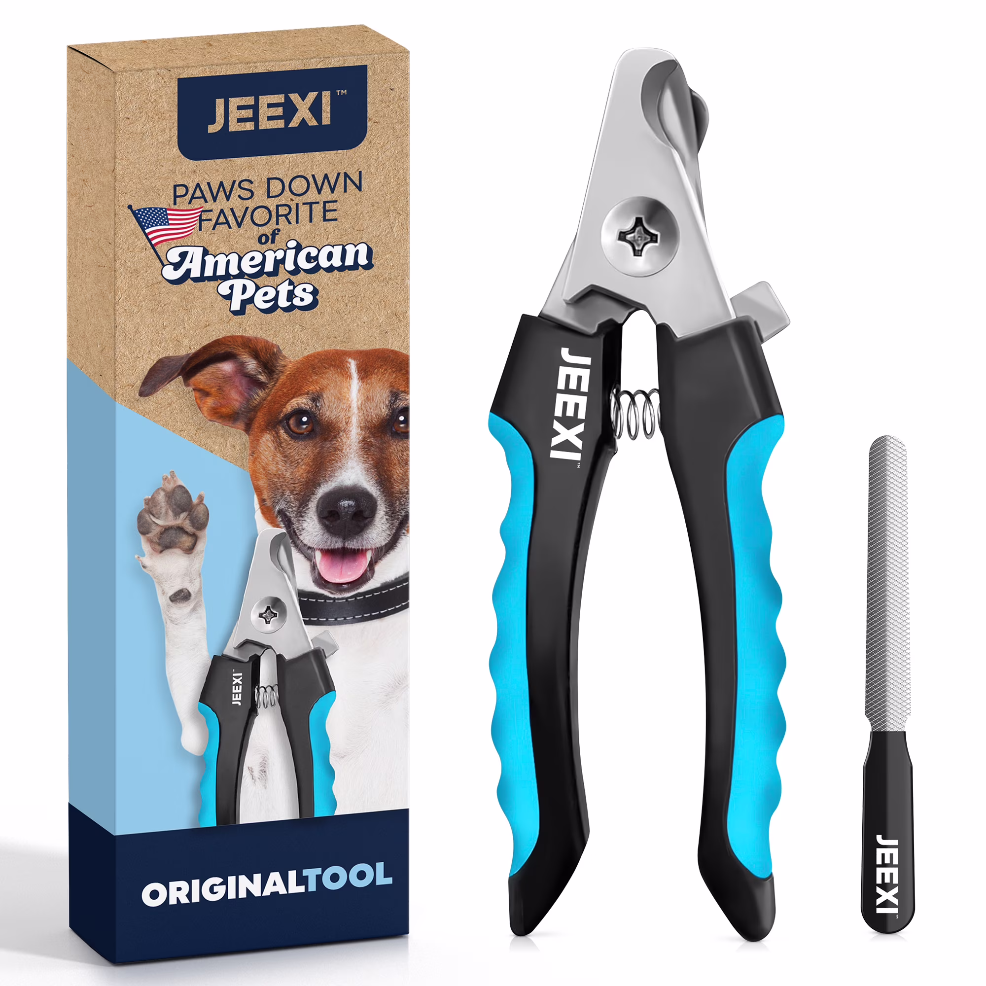 JEEXI Blue Dog Nail Clippers and Trimmer With Safety Guard, Avoid Over-Cutting Toenail Razor Sharp Blades, Small Medium Large Breeds