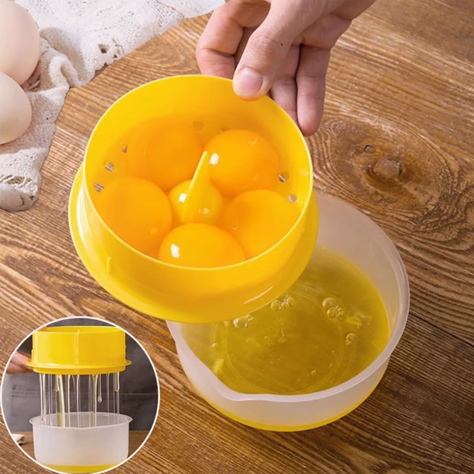 Egg White Separator Can Accommodate 6 Eggs Optimal Egg Yolk Separator Egg Separator Egg White And Egg Yolk Separator Egg White And Egg White Filter Bowl Kitchen Baking Tool