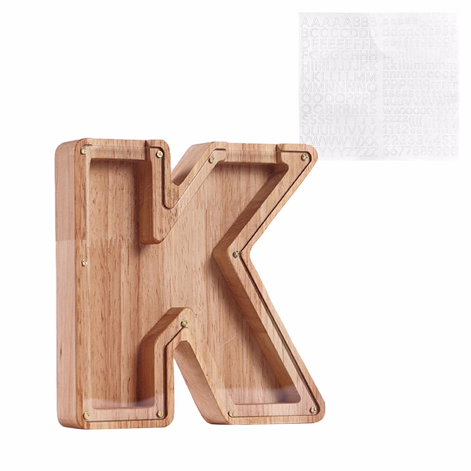 SLYNSHome Large Piggy Bank for Kids Boys Girls Wooden Letter Piggy Bank,Alphabet Letter Coin Banks Money Savings Box Wooden Bank Wooden Coin Bank for Kids Adults as Gift for Friends