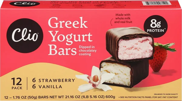 Clio Greek Yogurt Bar, Strawberry & Vanilla, 12 pk.