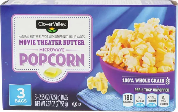 Clover Valley Movie Theater Butter Microwave Popcorn, 3 ct