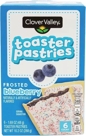 Clover Valley Toaster Pastries, Frosted Blueberry, 6 ct