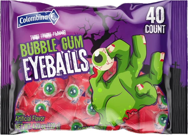 Colombina Tutti Frutti Bubble Gum Eyeball, 40-pc Pack