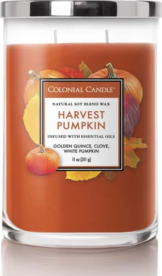 Colonial Candle Classic Harvest Pumpkin Scented Jar Candle, 2 Wick, 11 oz, 80 Hours Burn, Aromatic
