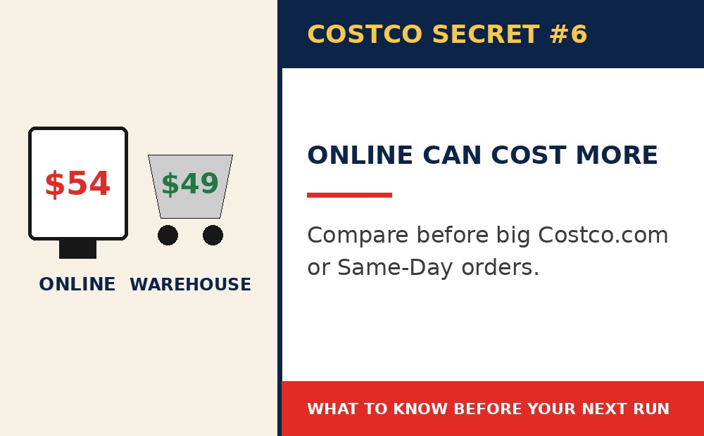 Costco secret 6: Costco.com May Quietly Cost More Than Walking Into the Warehouse