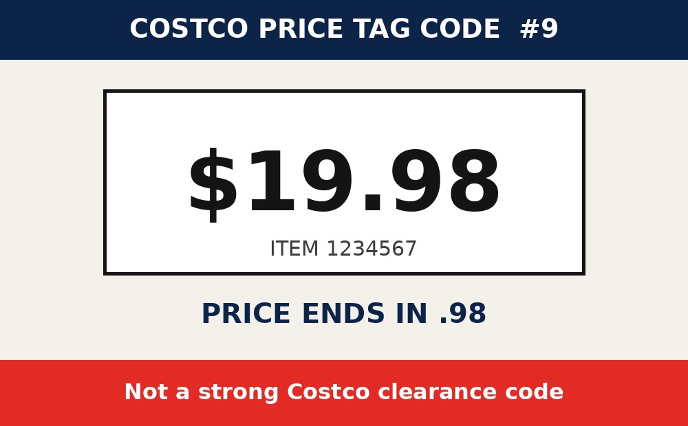 Costco price tag code: Prices Ending in .98