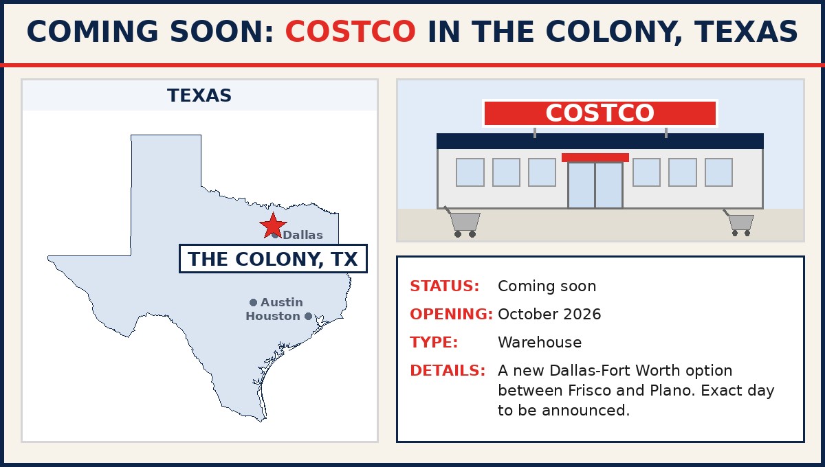 Costco coming soon to The Colony, Texas