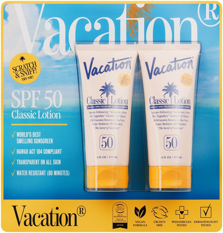 Vacation Classic Sunscreen Lotion, SPF 50, 6 fl oz Duo