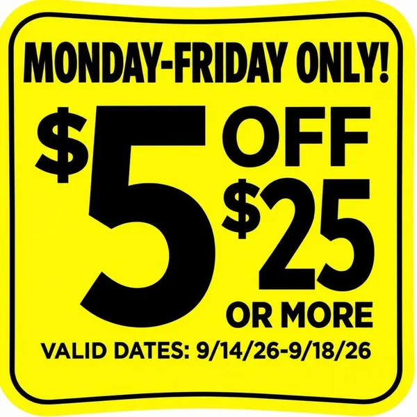 $5 off $25