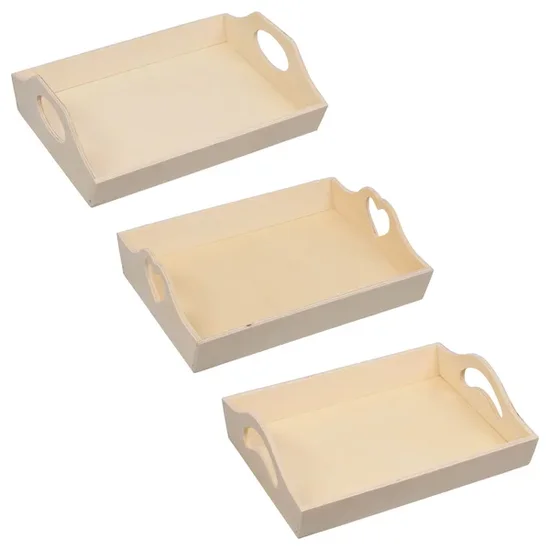 Crafter's Square Wood Trays with Handles, 7.625x5.875 in.