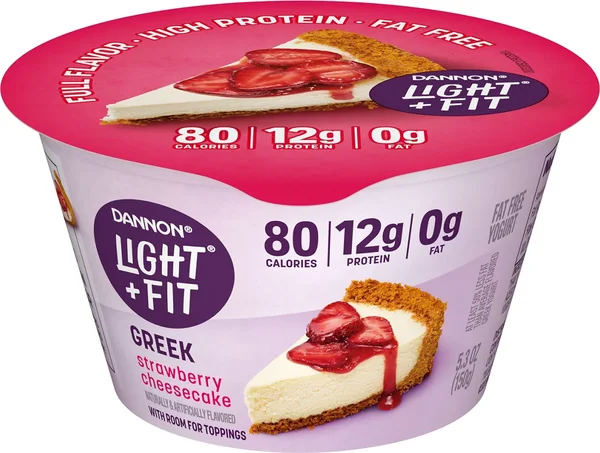 Dannon Light + Fit Strawberry Cheesecake Greek Fat Free Yogurt, 5.3 OZ Yogurt Cup