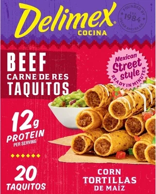 Delimex Beef Corn Taquitos Frozen Snacks - 1.25lb/20ct